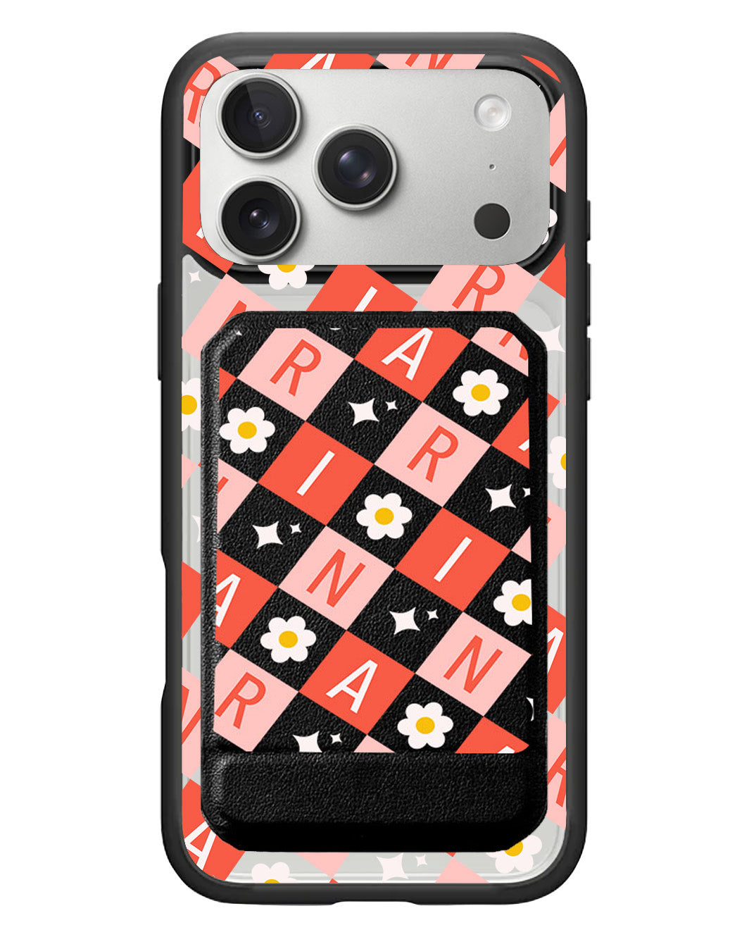 iPhone Magnetic Multifold Wallet - Flower Grid Monogram 2.0