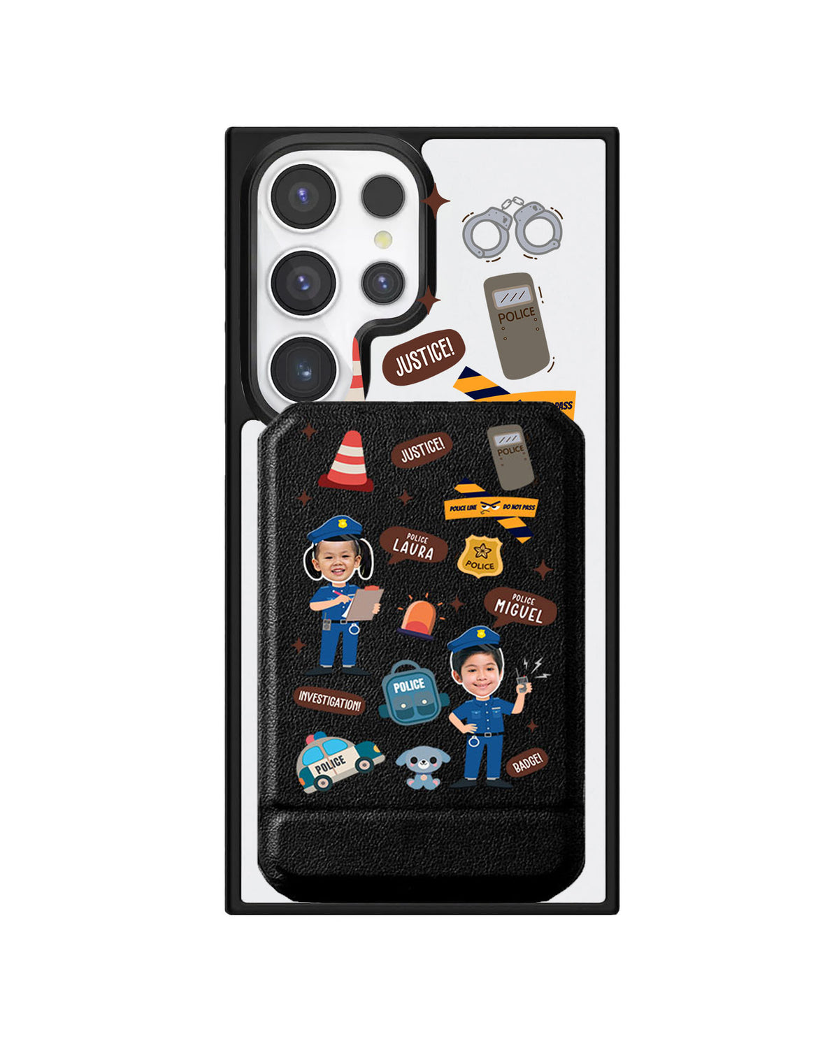 Android Magnetic Multifold Wallet - Face Grid Dream Police