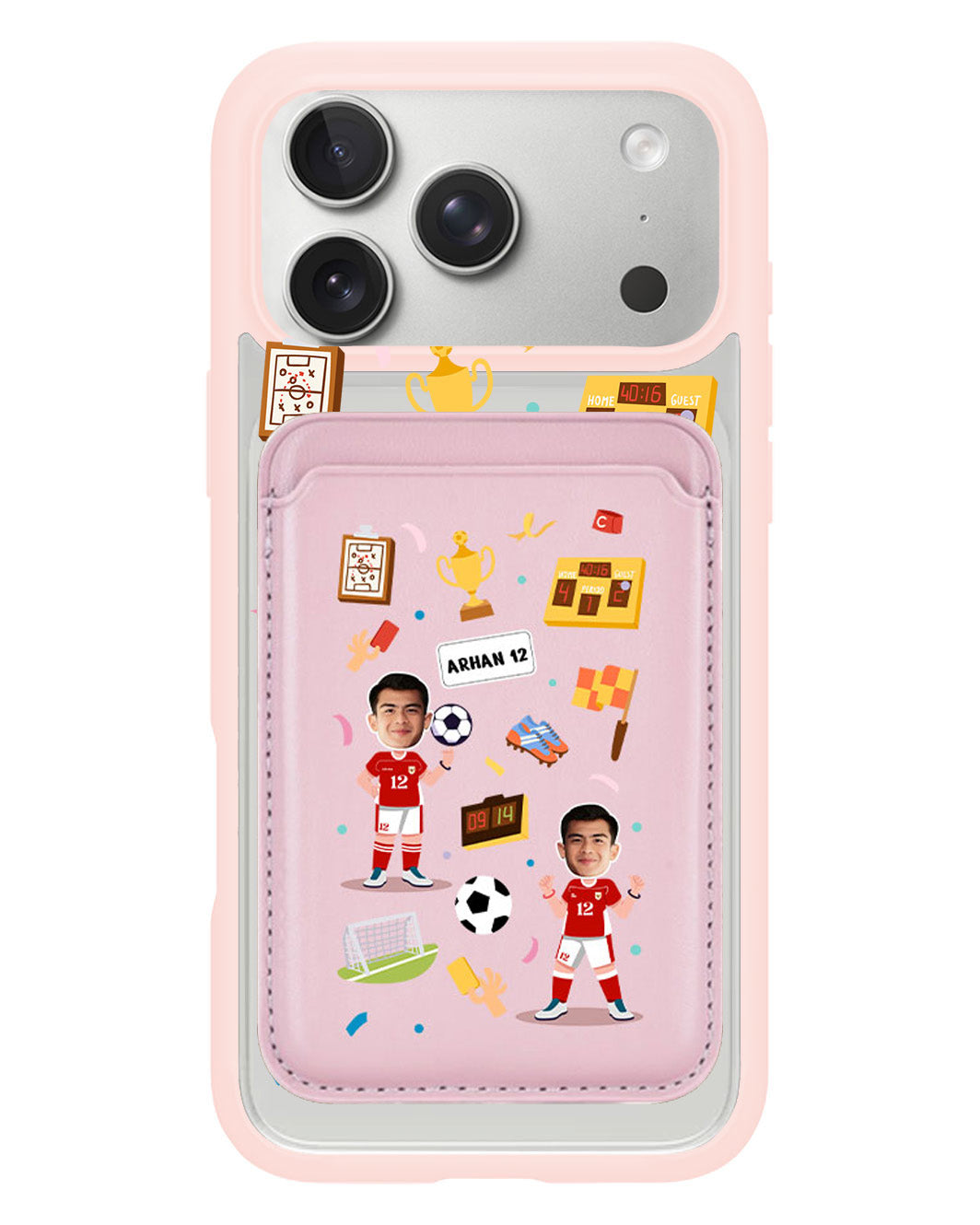 iPhone Magnetic Wallet Case - Face Grid Dream Soccer
