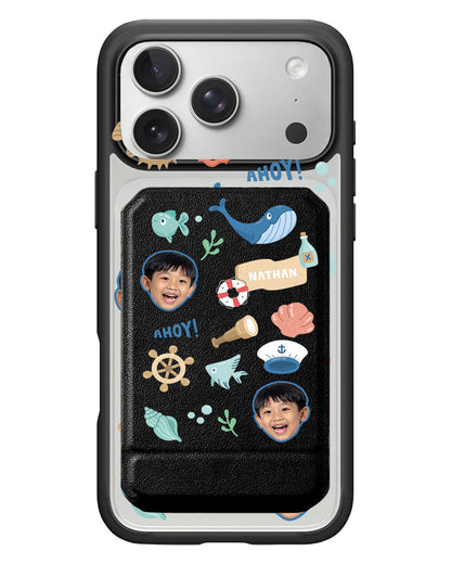 iPhone Magnetic Multifold Wallet - Face Grid Sailor