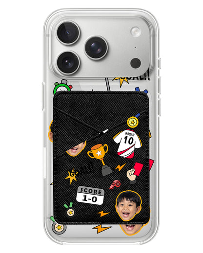 iPhone Phone Wallet Case - Face Grid Soccer