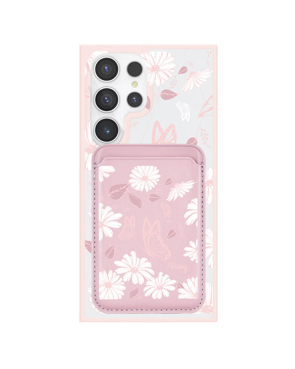 Android Magnetic Wallet Case - Butterfly & Daisy