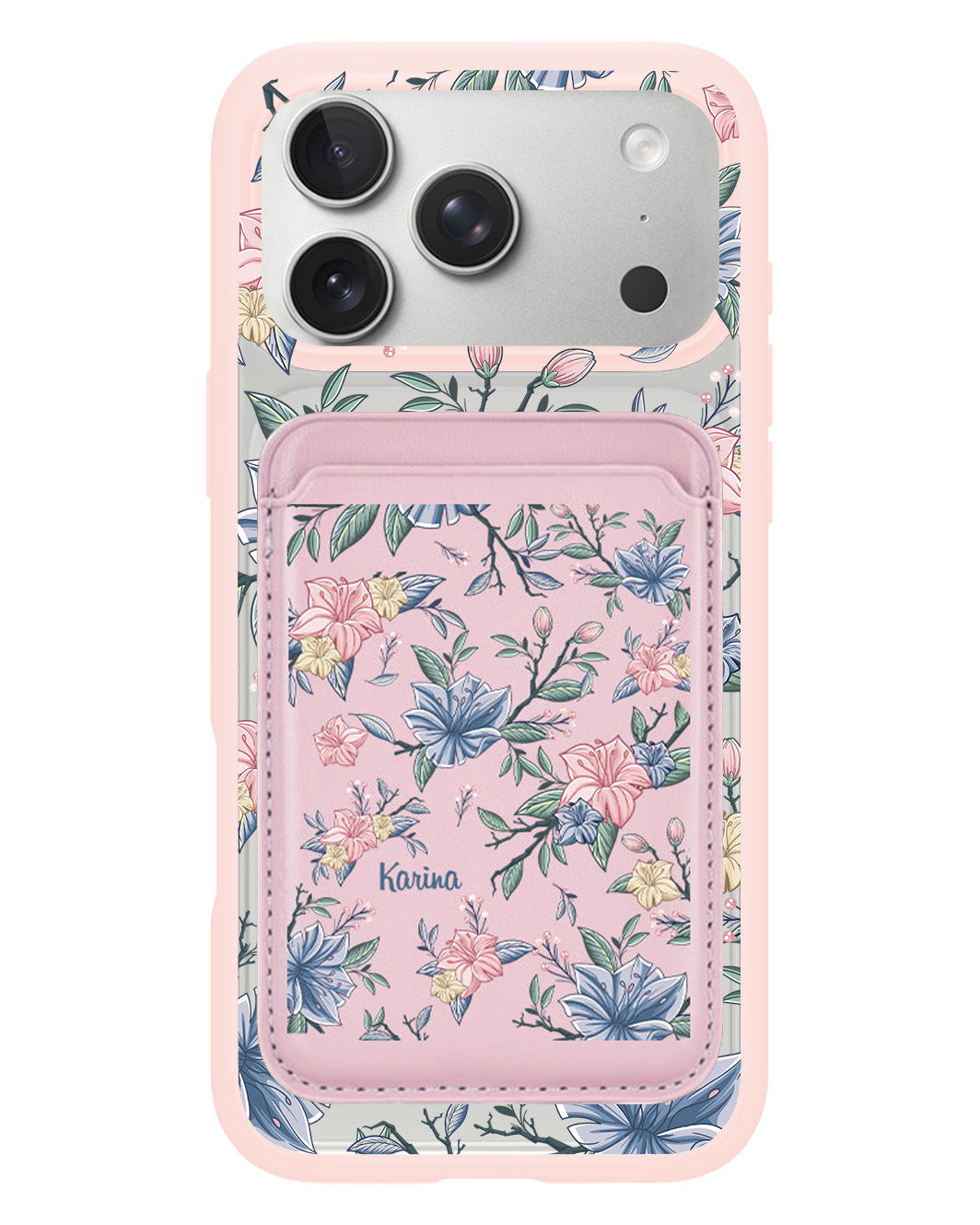 iPhone Magnetic Wallet Case - Pink & Blue Florals