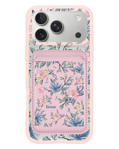 iPhone Magnetic Wallet Case - Pink & Blue Florals