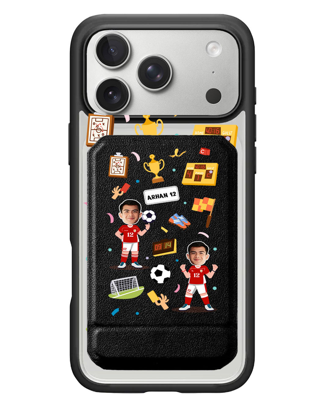 iPhone Magnetic Multifold Wallet - Face Grid Dream Soccer
