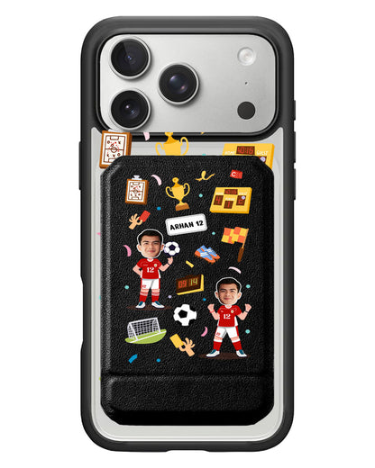 iPhone Magnetic Multifold Wallet - Face Grid Dream Soccer