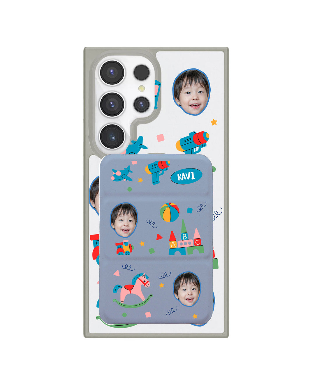 Android Magnetic Trifold Wallet Case - Face Grid Boy's Toys