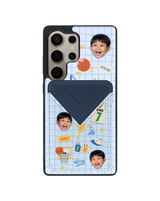 Android Avant Wallet Case - Face Grid Basketball