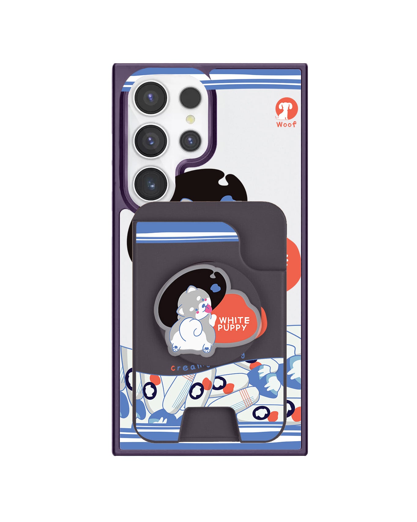 Android Magpop Wallet - White Puppy
