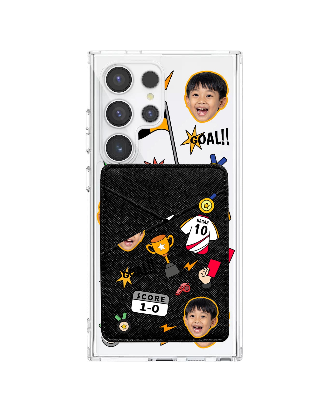 Android Phone Wallet Case - Face Grid Soccer