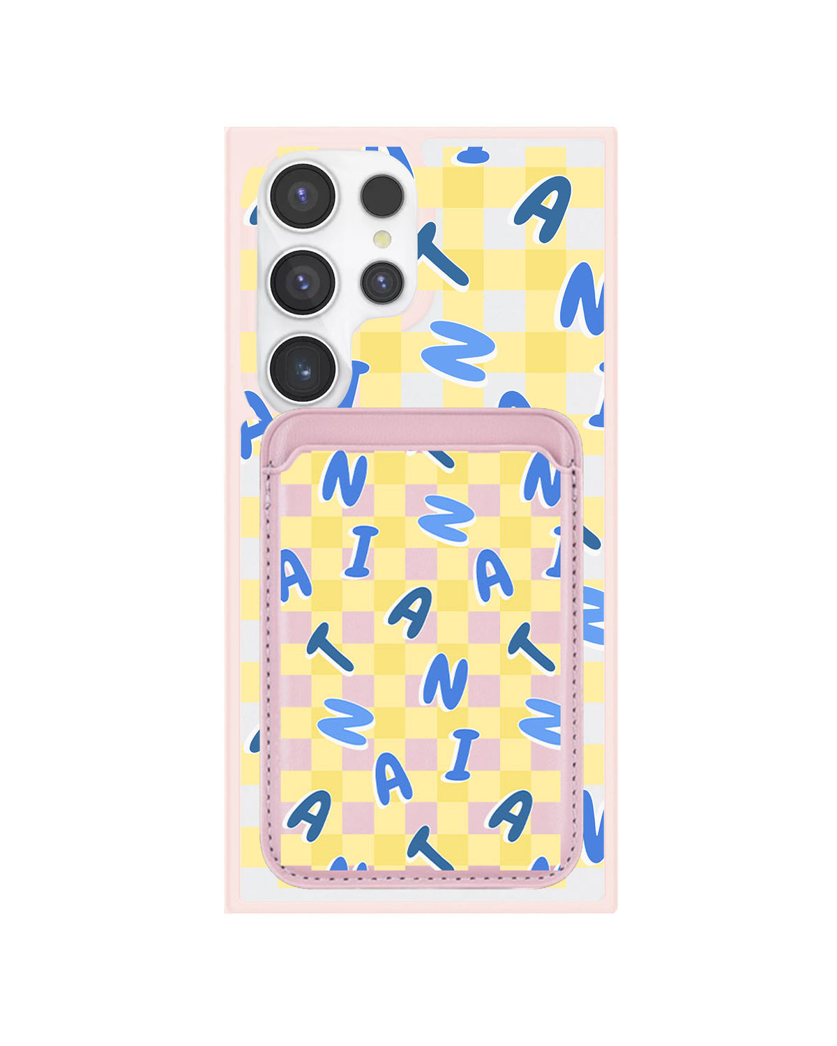 Android Magnetic Wallet Case - Checkered Monogram 3.0