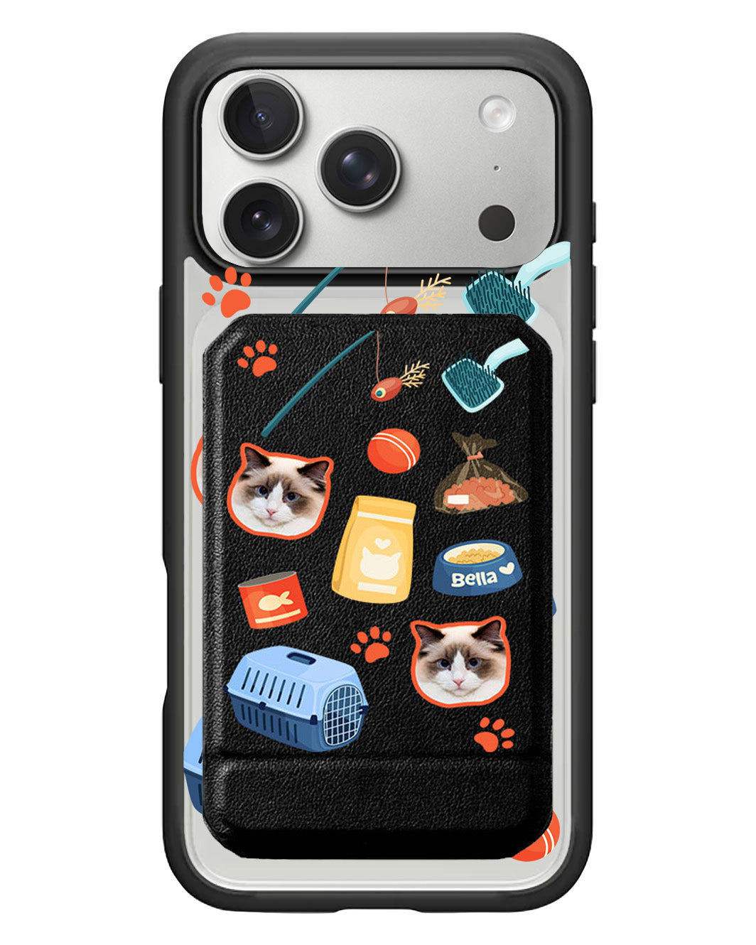 iPhone Magnetic Multifold Wallet - Pet Grid Kitty Adventures