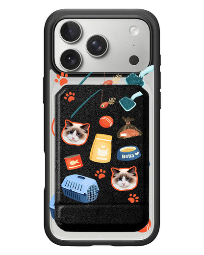 iPhone Magnetic Multifold Wallet - Pet Grid Kitty Adventures
