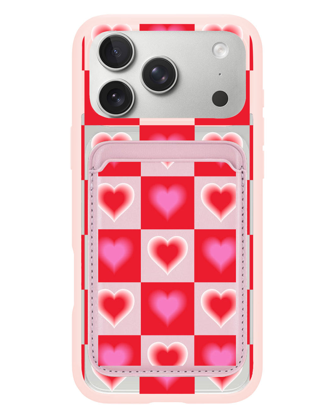 iPhone Magnetic Wallet Case - Love Checkered