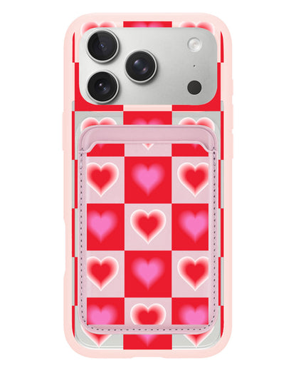 iPhone Magnetic Wallet Case - Love Checkered