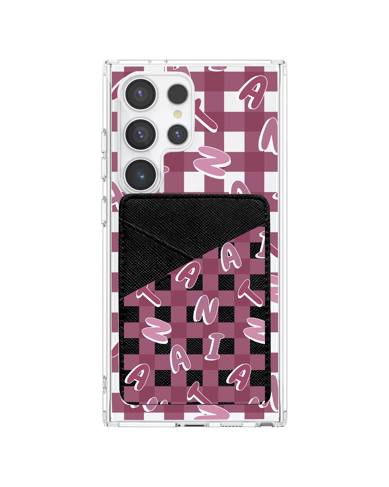 Android Phone Wallet Case - Checkered Monogram 2.0
