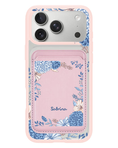 iPhone Magnetic Wallet Case - Blue Florals