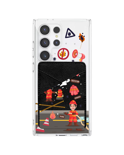 Android Phone Wallet Case - Face Grid Dream Firefighter