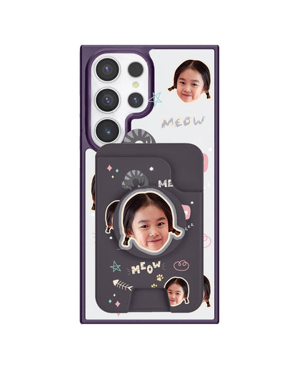 Android Magpop Wallet - Face Grid Kitty
