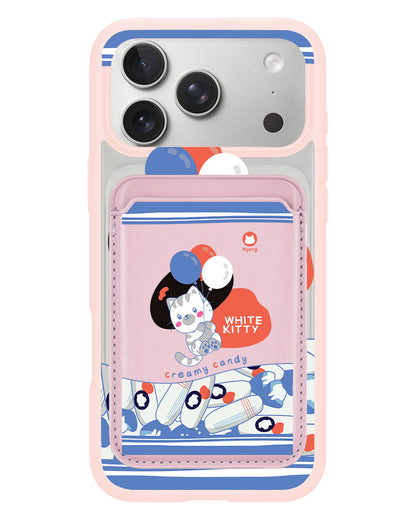 iPhone Magnetic Wallet Case - White Kitty