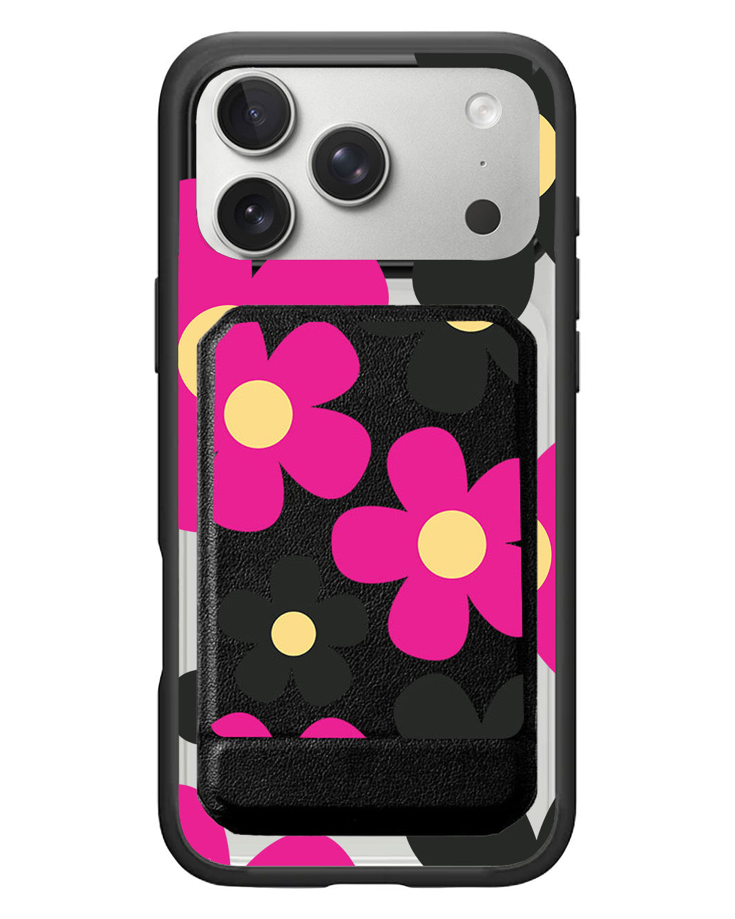 iPhone Magnetic Multifold Wallet - Daisy Hot Pink