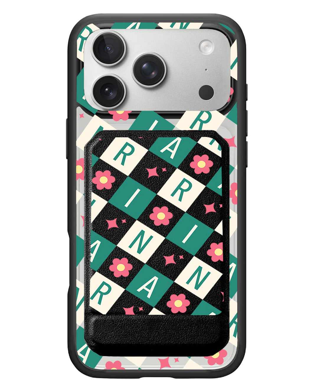 iPhone Magnetic Multifold Wallet - Flower Grid Monogram 4.0