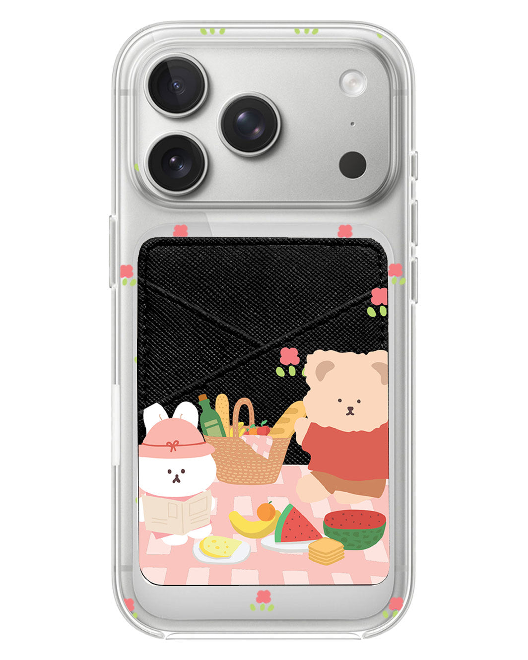 iPhone Phone Wallet Case - Picnic Bear Pink
