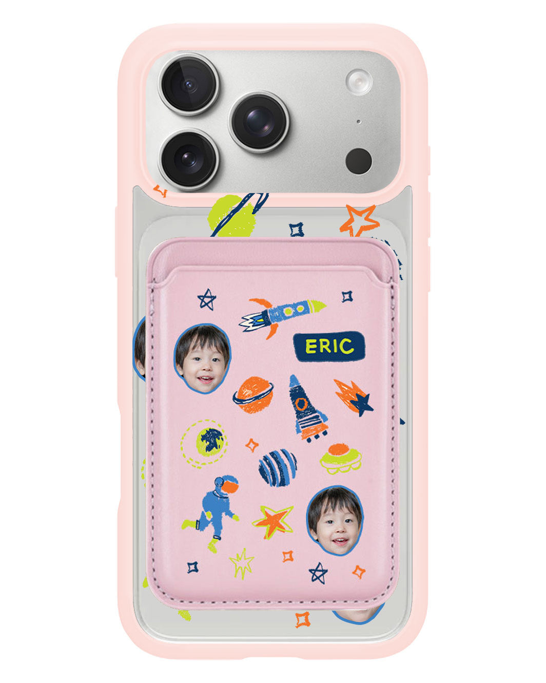 iPhone Magnetic Wallet Case - Face Grid Galaxy
