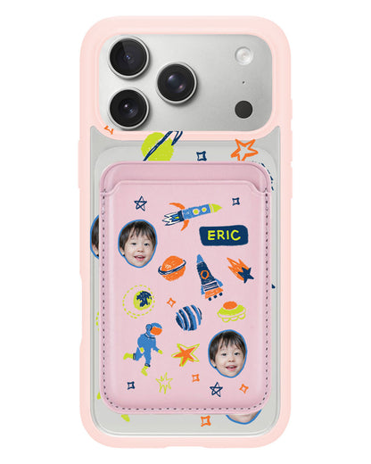 iPhone Magnetic Wallet Case - Face Grid Galaxy