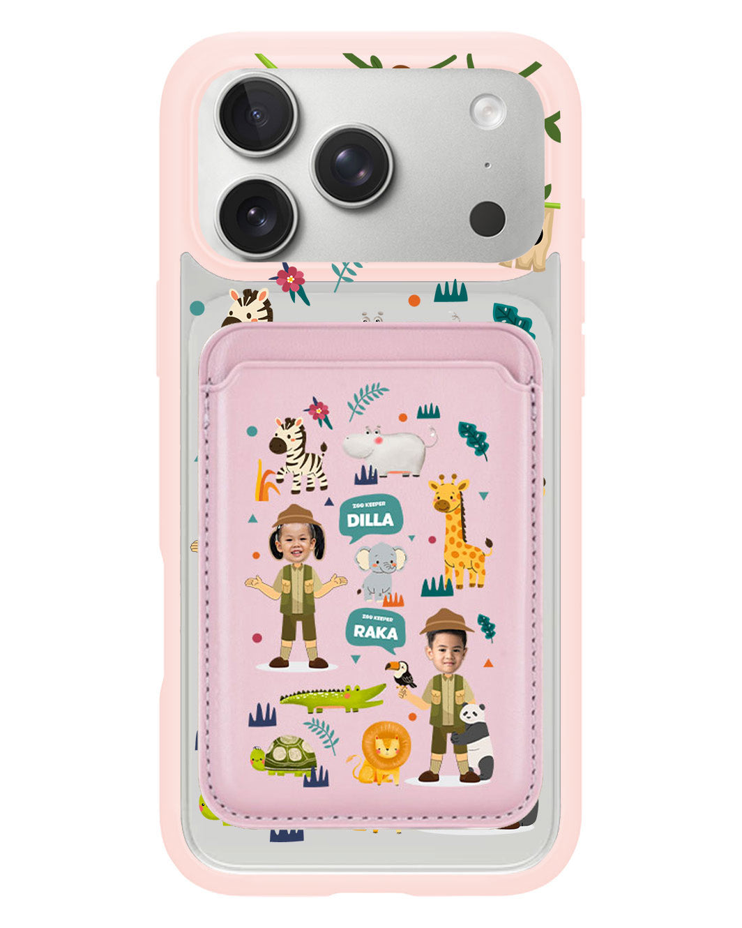 iPhone Magnetic Wallet Case - Face Grid Dream Zoo Keeper