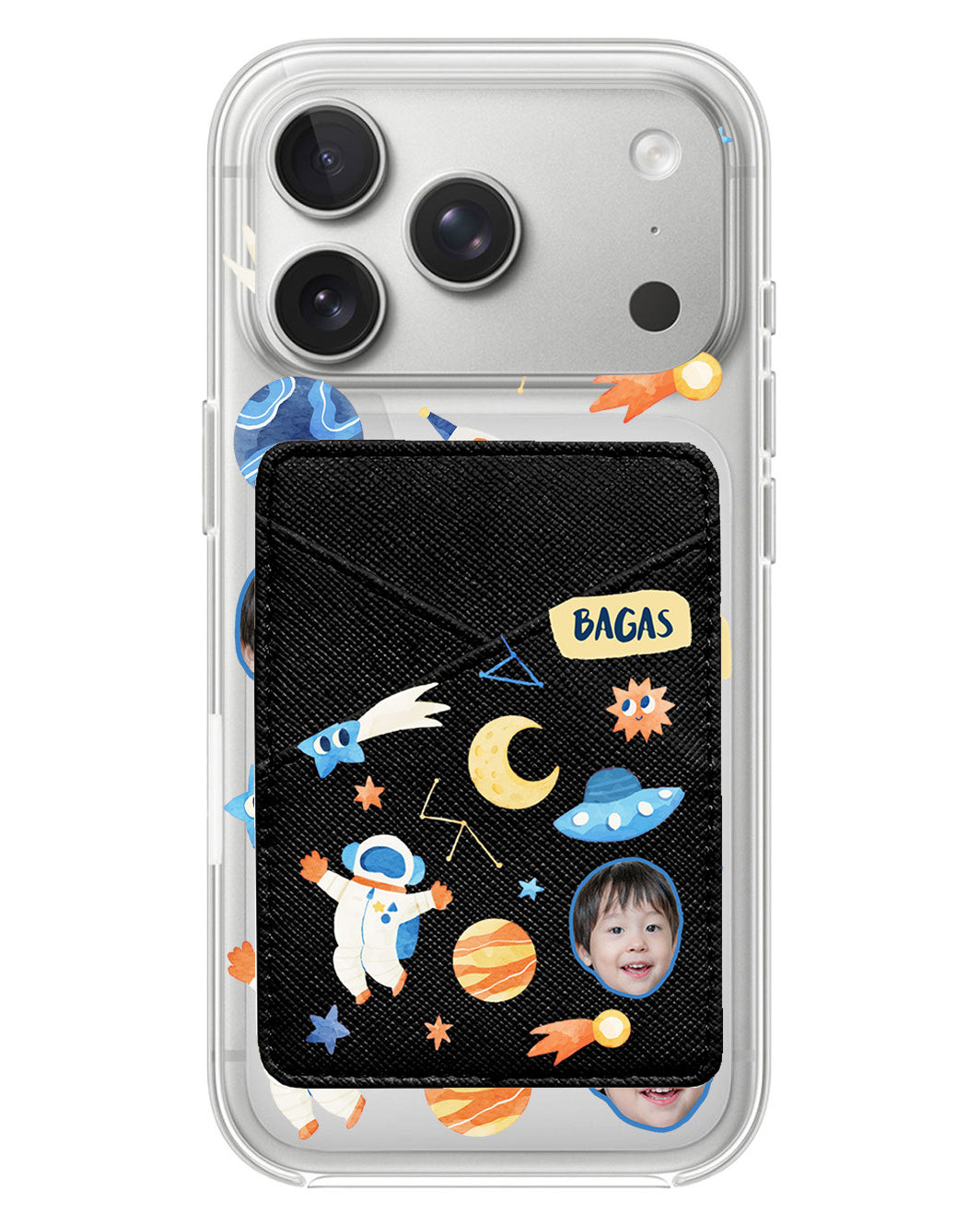 iPhone Phone Wallet Case - Face Grid Astronout