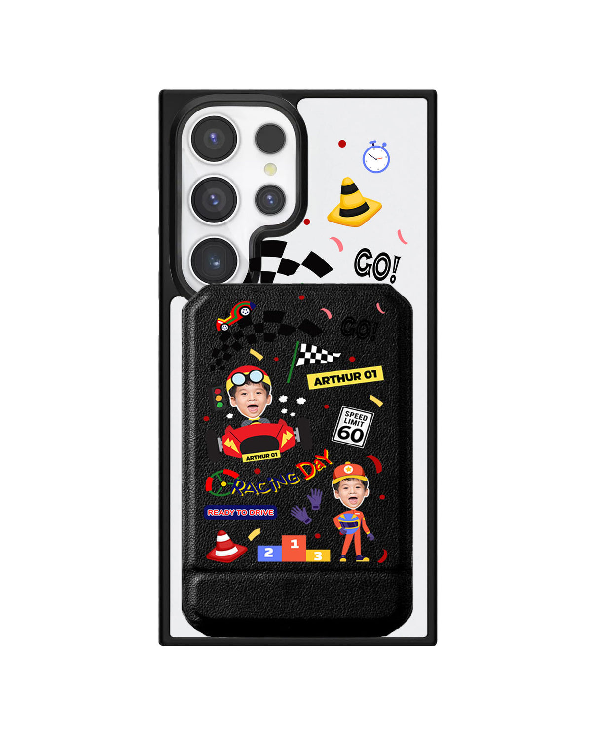 Android Magnetic Multifold Wallet - Face Grid Dream Racer