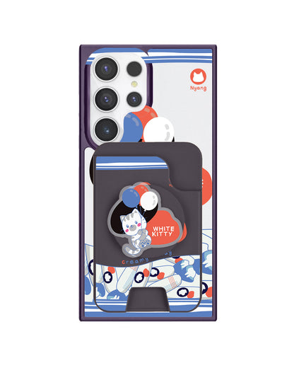 Android Magpop Wallet - White Kitty