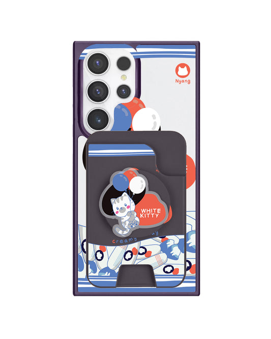 Android Magpop Wallet - White Kitty