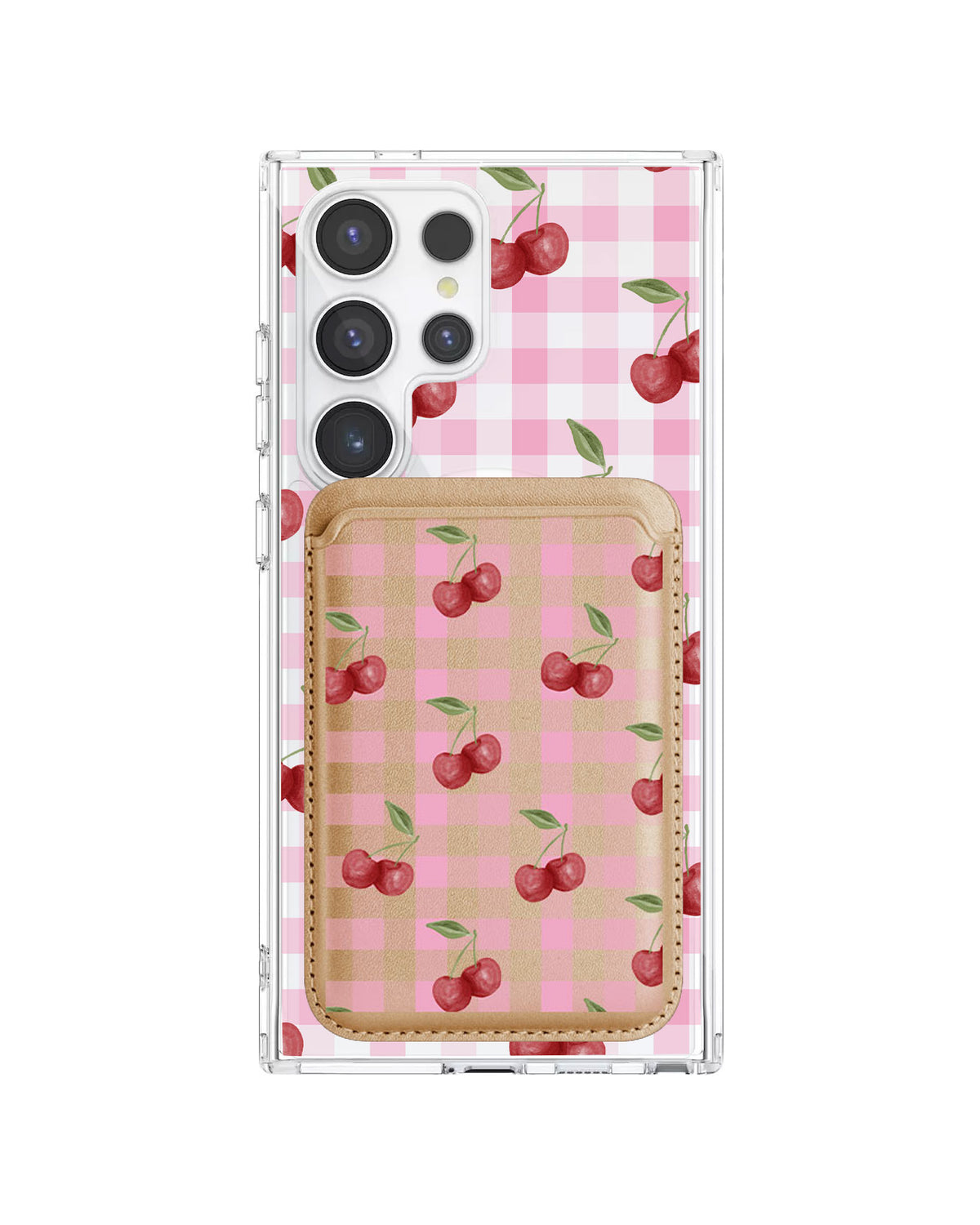 Android Magnetic Wallet Case - Cherry Tartan