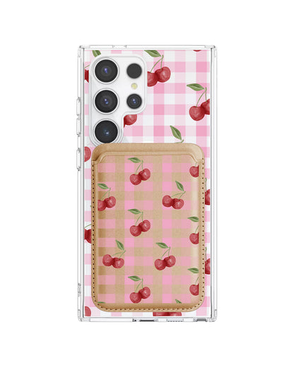 Android Magnetic Wallet Case - Cherry Tartan