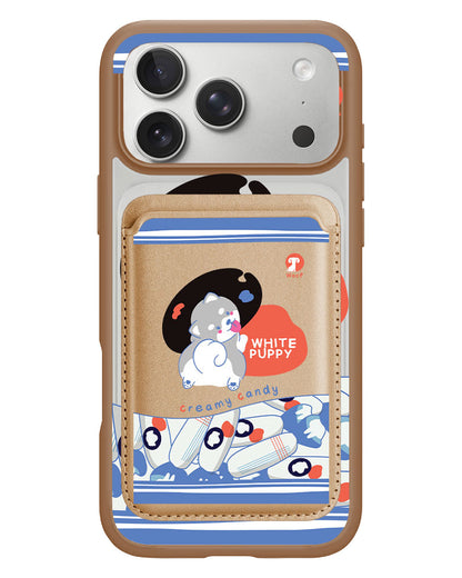 iPhone Magnetic Wallet Case - White Puppy