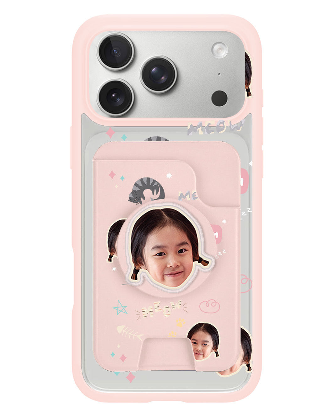 iPhone Magpop Wallet - Face Grid Kitty