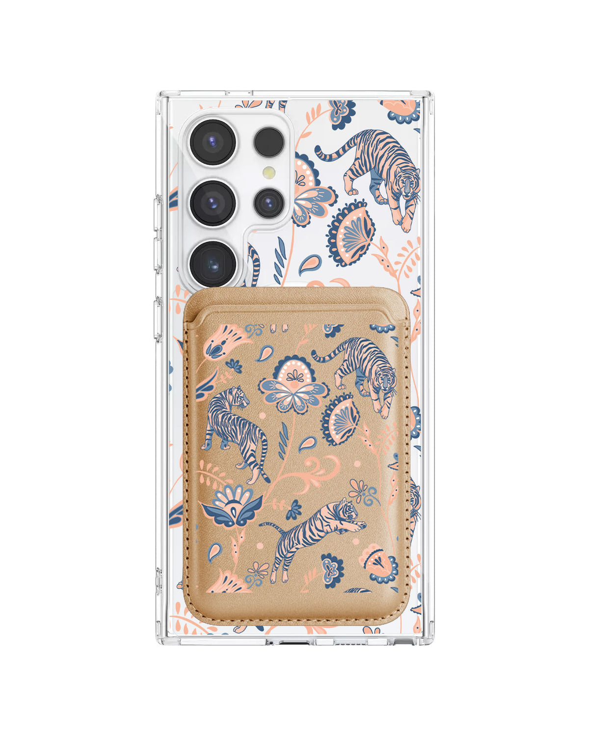 Android Magnetic Wallet Case - Tiger & Floral 5.0