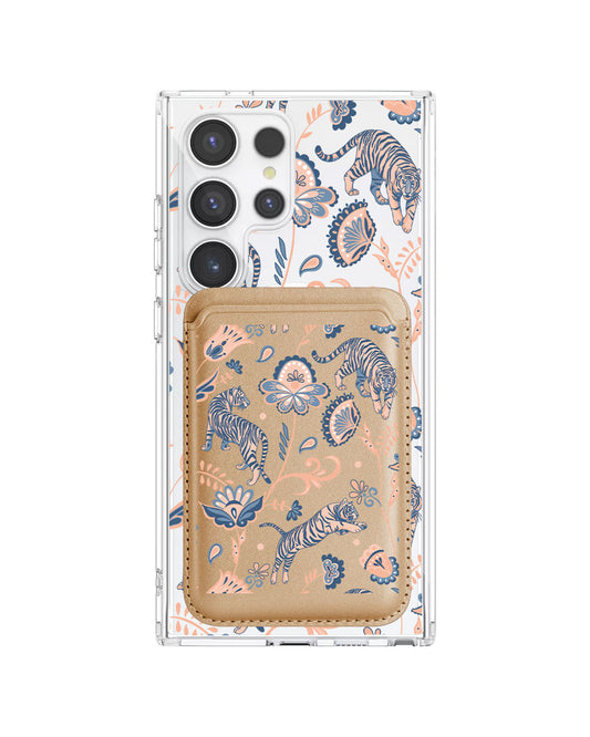 Android Magnetic Wallet Case - Tiger & Floral 5.0