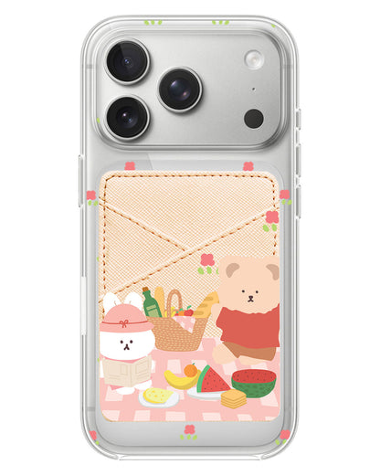 iPhone Phone Wallet Case - Picnic Bear Pink