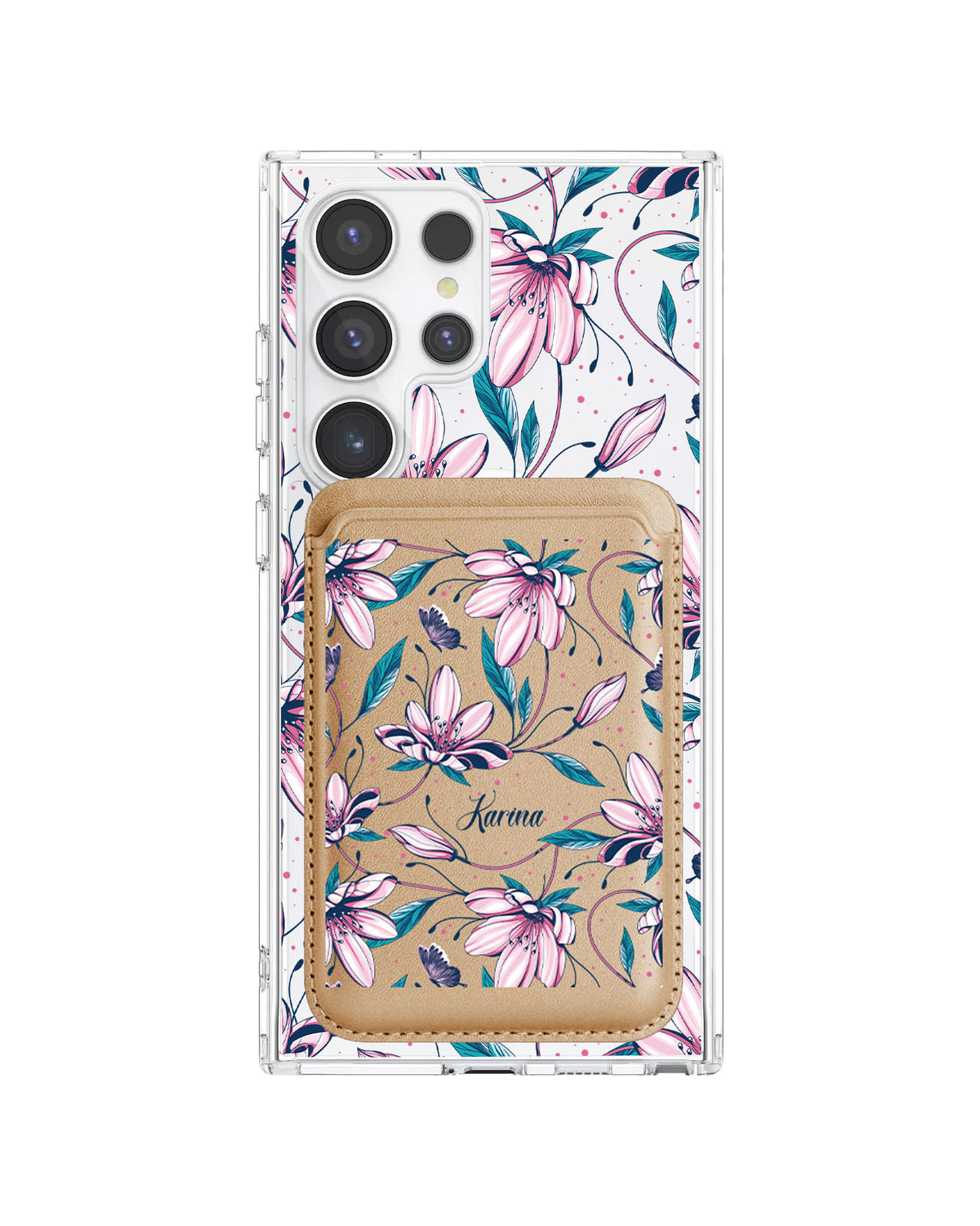Android Magnetic Wallet Case - Pink Tulip