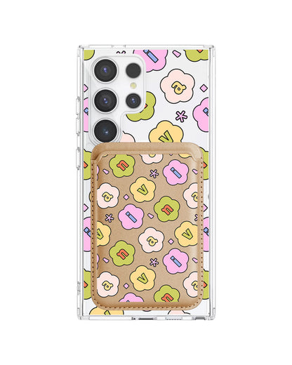 Android Magnetic Wallet Case - Flower Petals Monogram 1.0