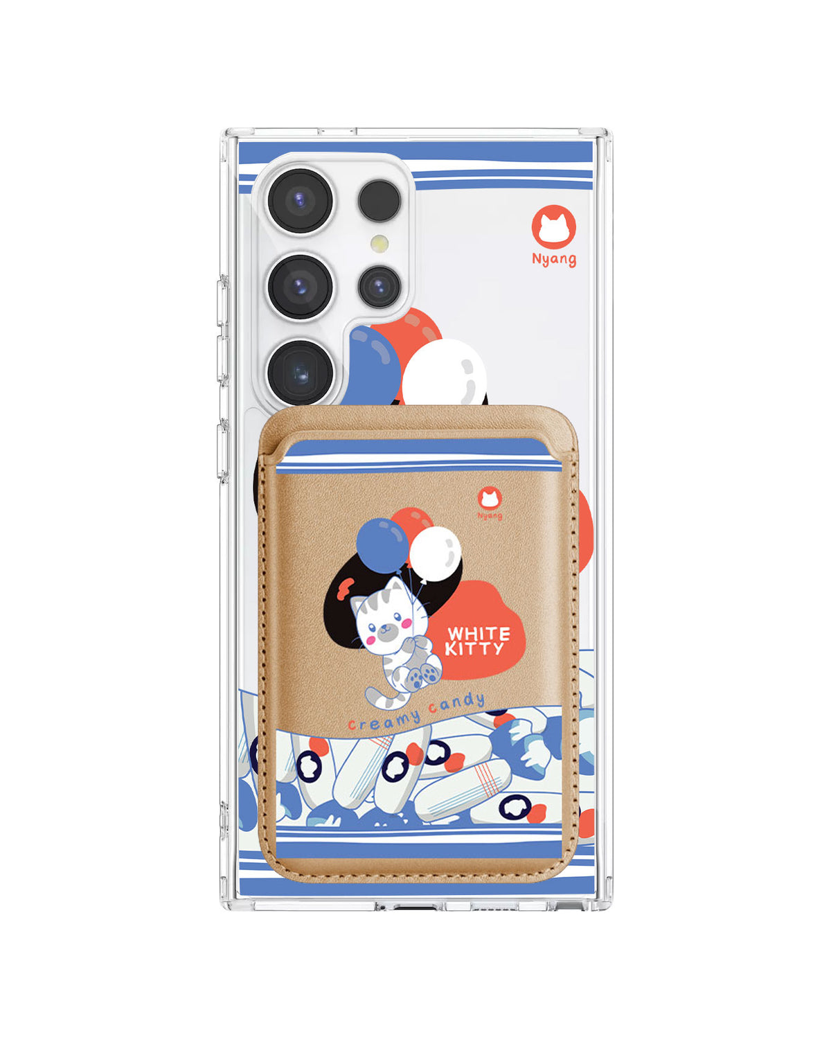 Android Magnetic Wallet Case - White Kitty