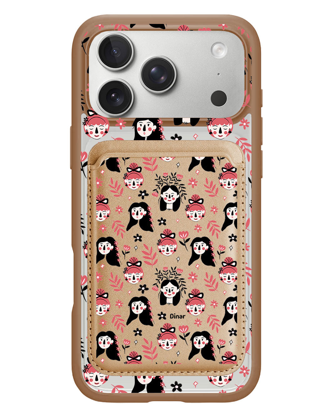 iPhone Magnetic Wallet Case - Flowery Faces