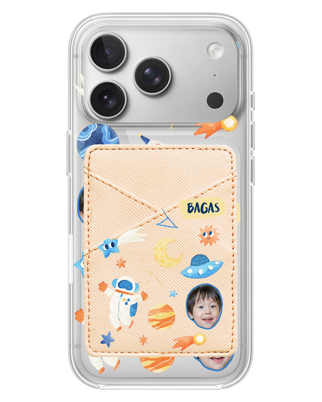 iPhone Phone Wallet Case - Face Grid Astronout