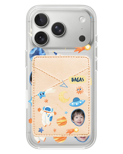 iPhone Phone Wallet Case - Face Grid Astronout