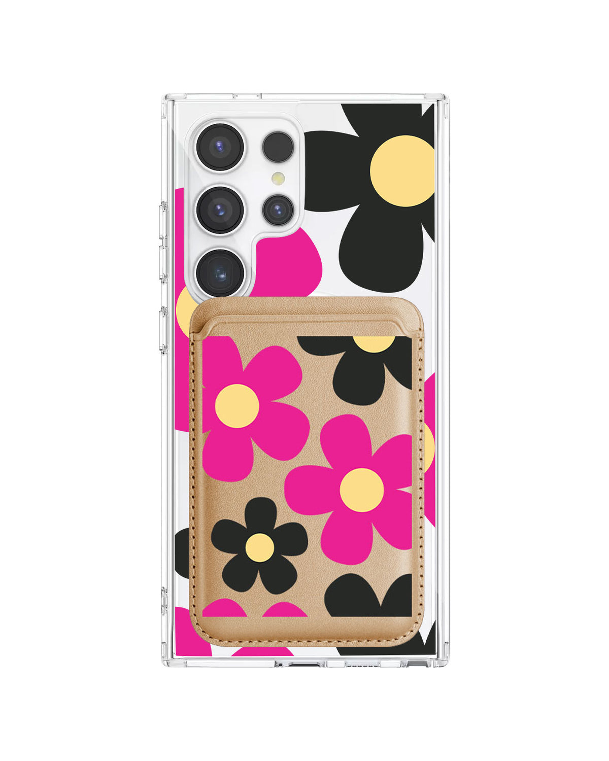 Android Magnetic Wallet Case - Daisy Hot Pink