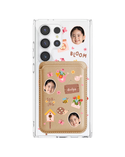 Android Magnetic Wallet Case - Face Grid Spring Bloom