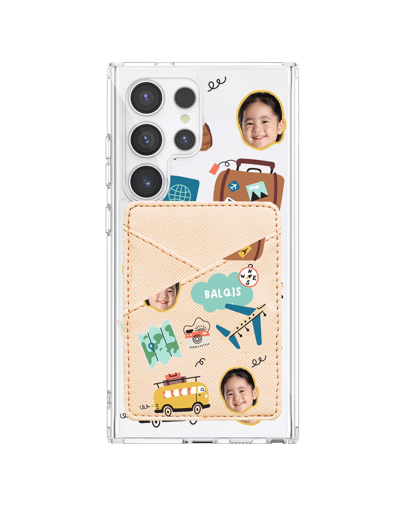 Android Phone Wallet Case - Face Grid Travel